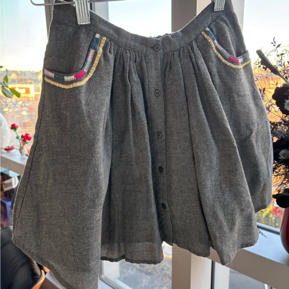 Velveteen Charcoal Skater Skirt with Colorful Accents
